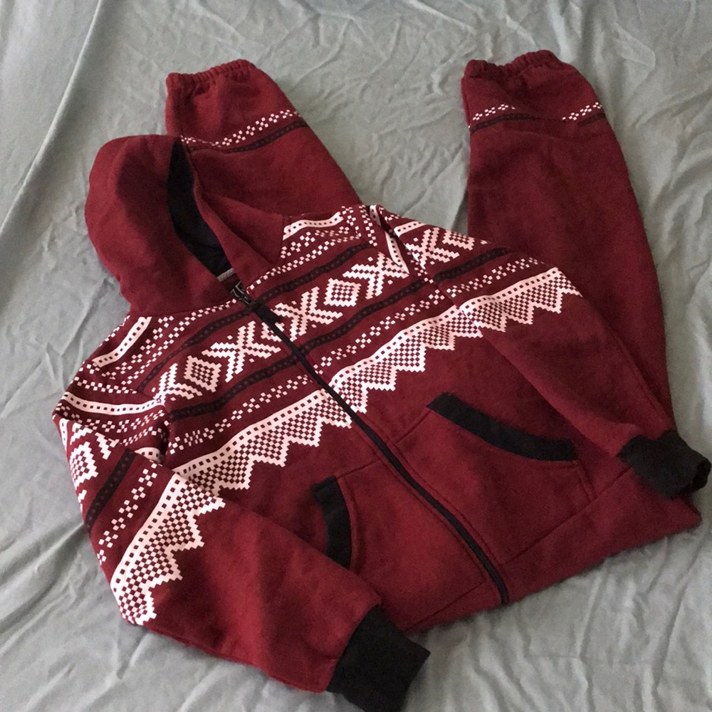 SALE!! Maroon Aztec Print Zippered Onesie